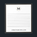 Bloc-note Monogramme noir blanc or lié<br><div class="desc">Gardez vos notes organisées et élégantes grâce à ce bloc-notes personnalisé doté d'un monogramme original noir et or élégant. Avec un grand nombre de pages alignées, ce bloc-notes est parfait pour noter des idées, prendre des notes ou faire des listes de choses à faire. La typographie de bloc classique et...</div>