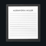 Bloc-note Monogramme noir minimaliste personnalisé Nom lié<br><div class="desc">Restez organisé et élégant avec ce bloc-notes personnalisé en monogramme noir. Doté d'un design épuré et minimaliste, ce bloc-notes comprend des pages doublées pour faciliter la prise de notes. La police noire sur un arrière - plan blanc est encadrée en noir pour un look chic et sophistiqué. Parfait pour le...</div>
