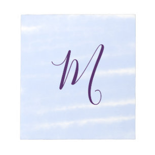 Bloc-note Monogramme nom lettre rétro aquarelle pastel viole