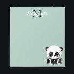 Bloc-note Monogramme Panda assise mignonne Sage personnalisé<br><div class="desc">Panda à assise mignonne de Monogram Les pads à sensation personnalisées comprennent un mignon ours en panda assis sur le sol sur un arrière - plan vert sage. Personnalisez avec votre monogramme et votre nom en modifiant le texte dans les zones de texte fournies. Conçu par ©Evco Studio www.zazzle.com/store/evcostudio</div>