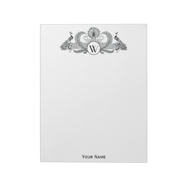 Bloc-note Monogramme Paons Vintage (Tourné)