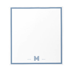 Bloc-note Monogramme personnalisé bordure bleu marine