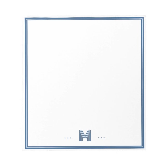 Bloc-note Monogramme personnalisé bordure bleu marine (Devant)
