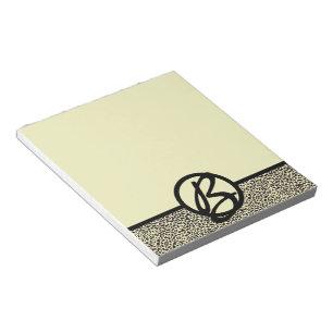 Bloc-note Monogramme personnalisé crème noir léopard