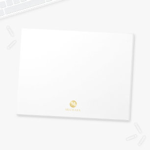 Bloc-note Monogramme personnalisé de luxe blanc et or