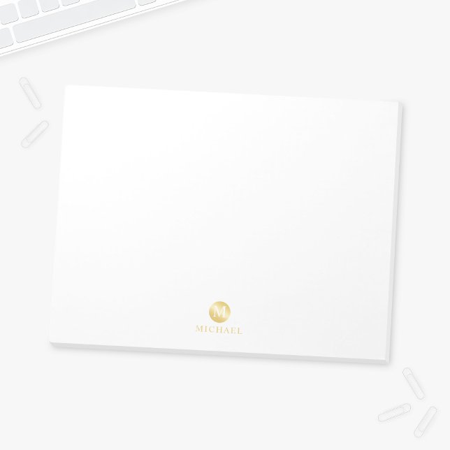 Bloc-note Monogramme personnalisé de luxe blanc et or (Créateur téléchargé)