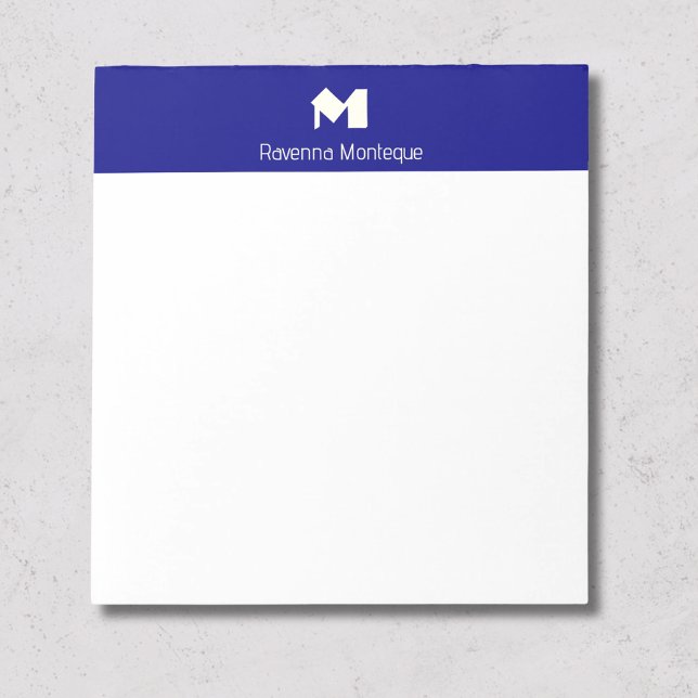 Bloc-note Monogramme personnalisé de luxe bleu marine (Créateur téléchargé)