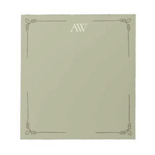 Bloc-note Monogramme personnalisé   Initiale élégante vert s