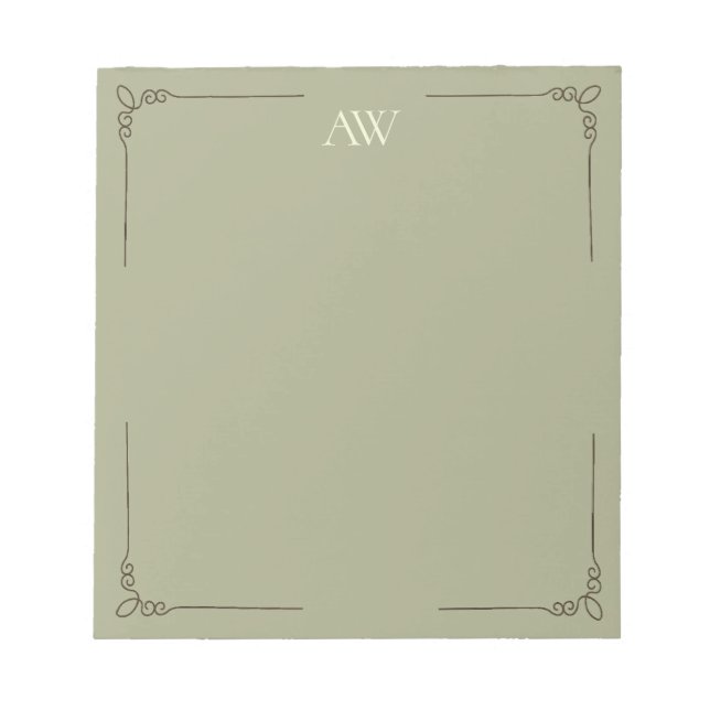 Bloc-note Monogramme personnalisé | Initiale élégante vert s (Devant)