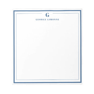 Bloc-note Monogramme Personnalisé Marine Bleu Frontière Stat