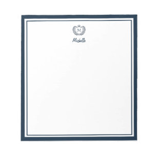 Bloc-note Monogramme personnalisé Nom Royal Crest Emblème Bl