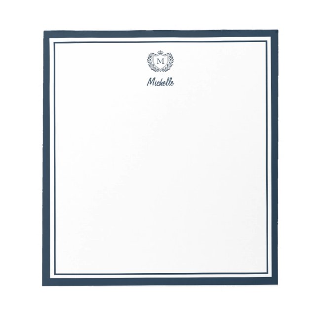 Bloc-note Monogramme personnalisé Nom Royal Crest Emblème Bl (Devant)