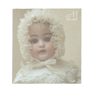 Bloc-note Monogramme Personnalisée Doll de fille ancienne vi