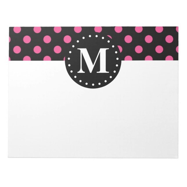 Bloc-note Monogramme Pois noir rose chaud (Devant)