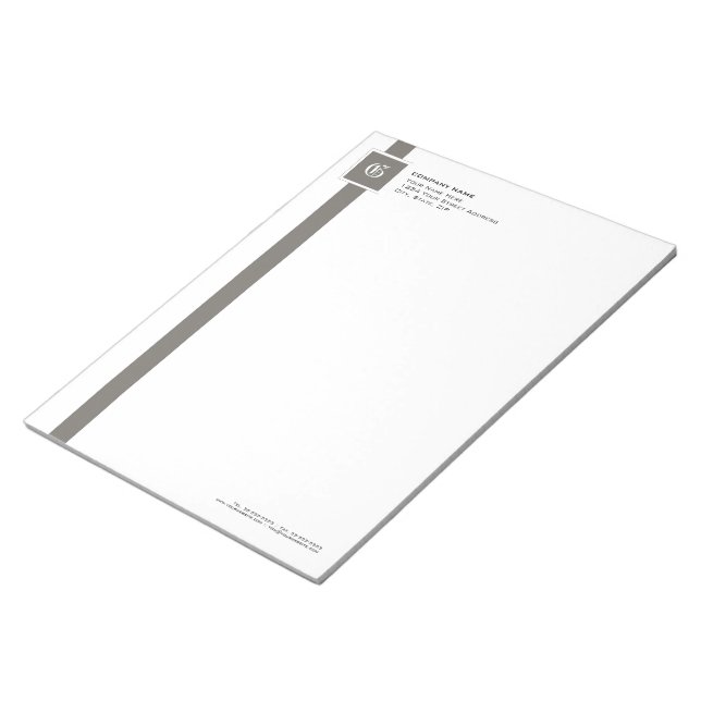 Bloc-note Monogramme professionnel Gris et Blancs 11" x 8 (Incliné)