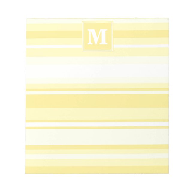 Bloc-note Monogramme rayures jaunes citron (Devant)