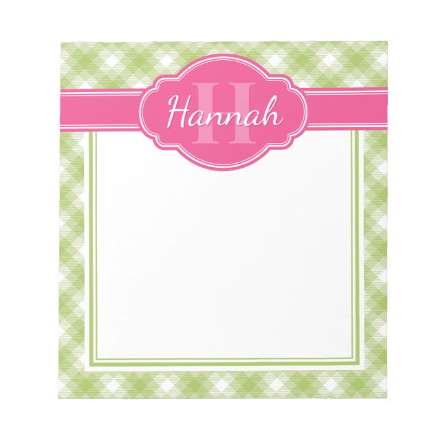 Bloc-note Monogramme rose blanc vert pour Motif (Devant)