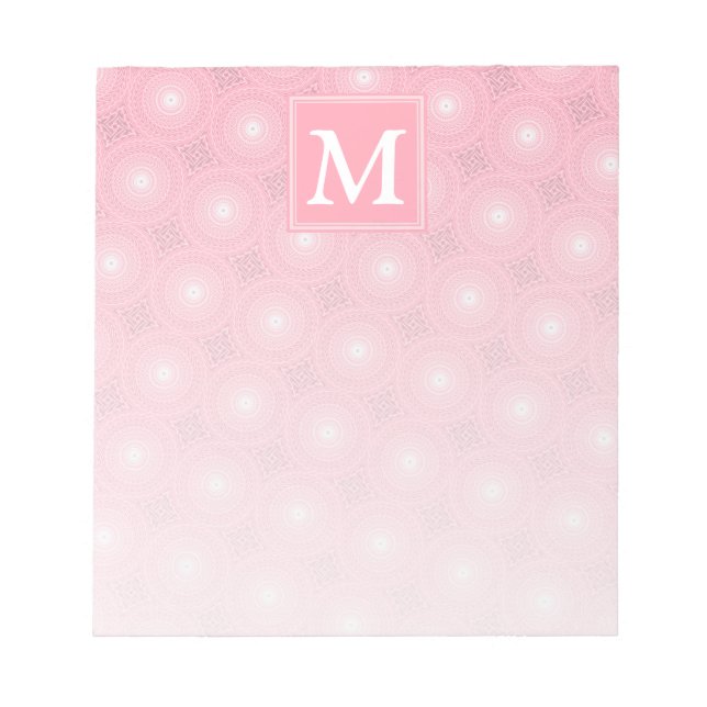 Bloc-note Monogramme rose cercles motif (Devant)