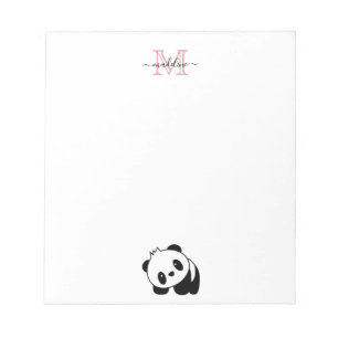 Bloc-note Monogramme rose clair moderne mignon Panda