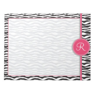 Bloc-note Monogramme rose Fille Zebra Impression