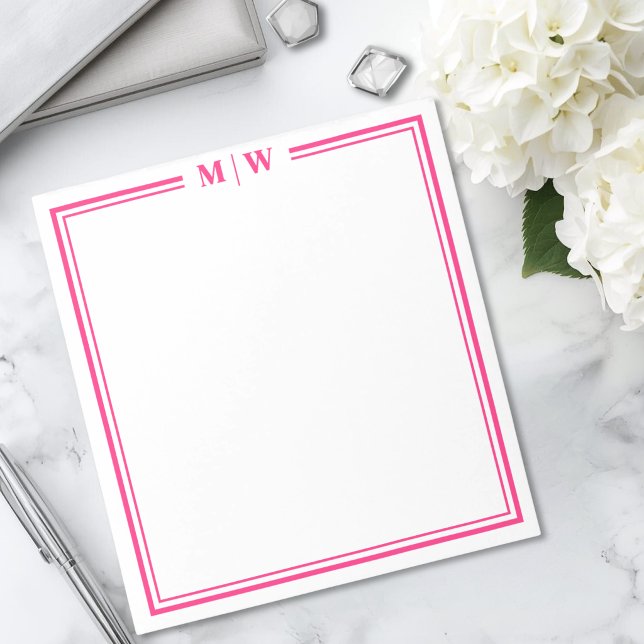 Bloc-note Monogramme Rose Foncé (Hot Pink Monogram Notepad)