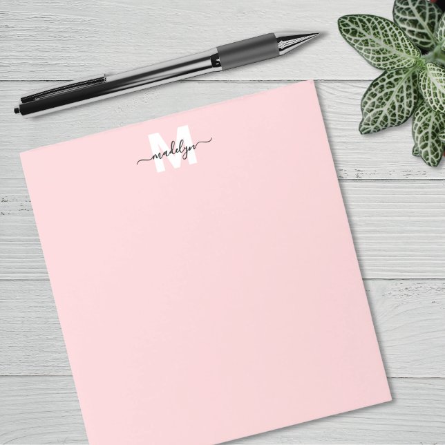 Bloc-note Monogramme Rose Pâle (Blush Pink Monogram Notepad)
