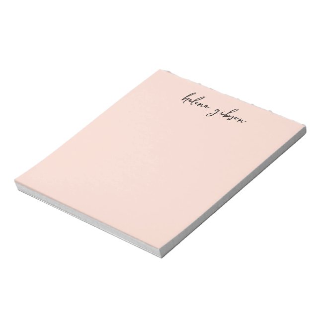 Bloc-note Monogramme rose pâle élégant moderne féminin joli (Tourné)