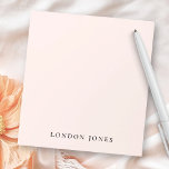 Bloc-note Monogramme rose rose rose moderne minimaliste fémi<br><div class="desc">Bloc-notes féminin monogramme rose moderne rose pâle</div>
