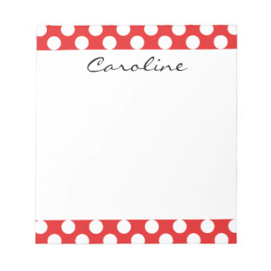 Bloc-note Monogramme Rouge Blanc tendance Motif de point Pol