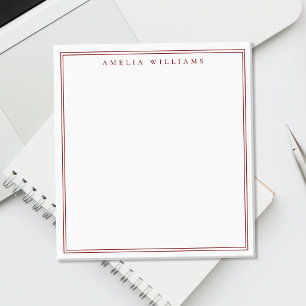 Bloc-note Monogramme Rouge Minimaliste Deux Bordures