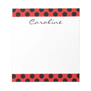 Bloc-note Monogramme Rouge Noir Cute Chic Polka Motif