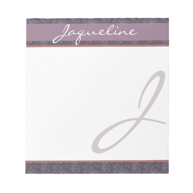 Bloc-note Monogramme Rouille Mauve Bleu Foncé (Devant)