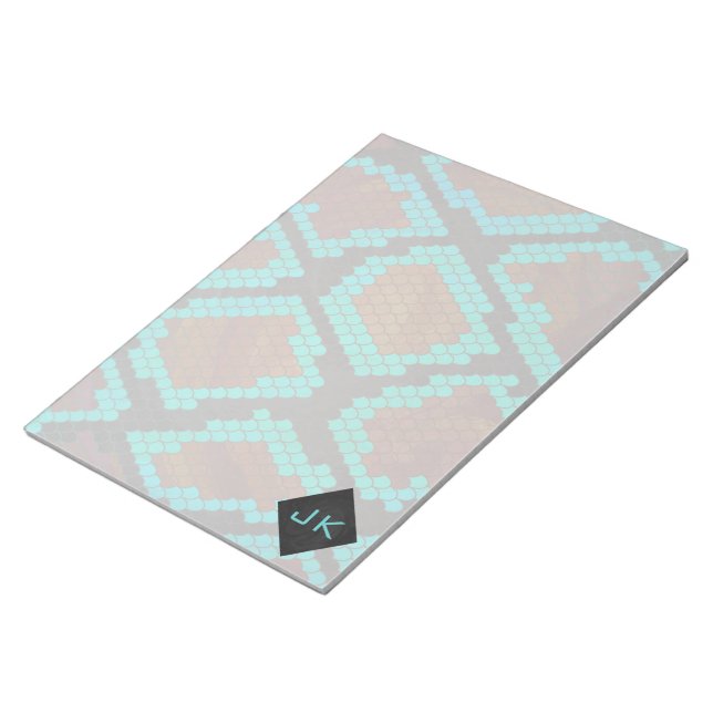 Bloc-note Monogramme serpent impression Brown et Turquoise (Incliné)