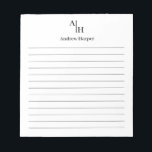 Bloc-note Monogramme simple classique moderne<br><div class="desc">Bloc-notes classique moderne simple Monogramme initial</div>