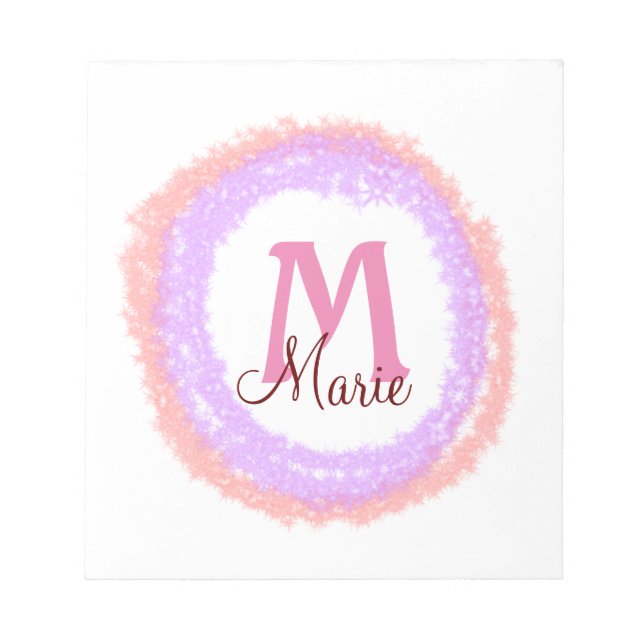 Bloc-note Monogramme simple couleur paillettes scintillement (Devant)