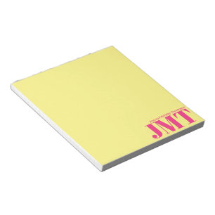 Bloc-note Monogramme simple jaune clair et rose clair