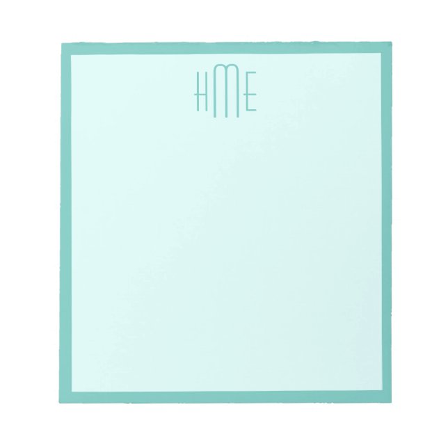 Bloc-note Monogramme trois nom Modèle Turquoise (Devant)