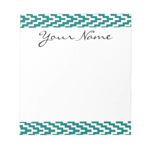 Bloc-note Monogramme Turquoise blanc Ikat Chevron Zig Zag Mo