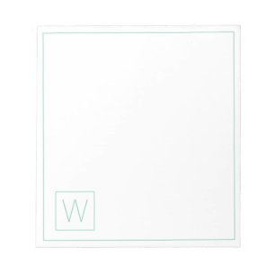 Bloc-note Monogramme Turquoise clair simple et blanc