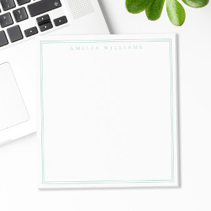 Bloc-note Monogramme Turquoise Minimaliste Deux Bordures