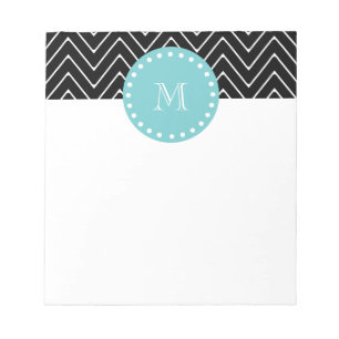 Bloc-note Monogramme turquoise noir du motif   de Chevron