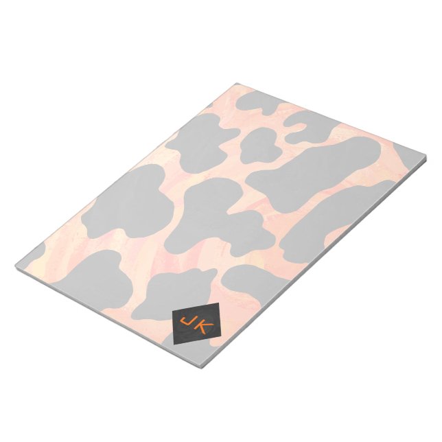 Bloc-note Monogramme vache noir et orange Impression (Incliné)