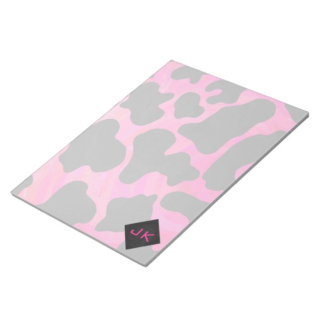 Bloc-note Monogramme vache rose chaud et noir (Incliné)