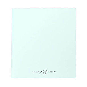 Bloc-note Monogramme Vert Bleu Féminin Écriture Moderne Pers