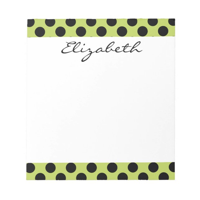 Bloc-note Monogramme Vert Noir Cute Chic Polka Motif point (Devant)