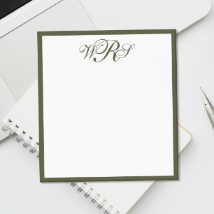Bloc-note Monogramme vert olive classique
