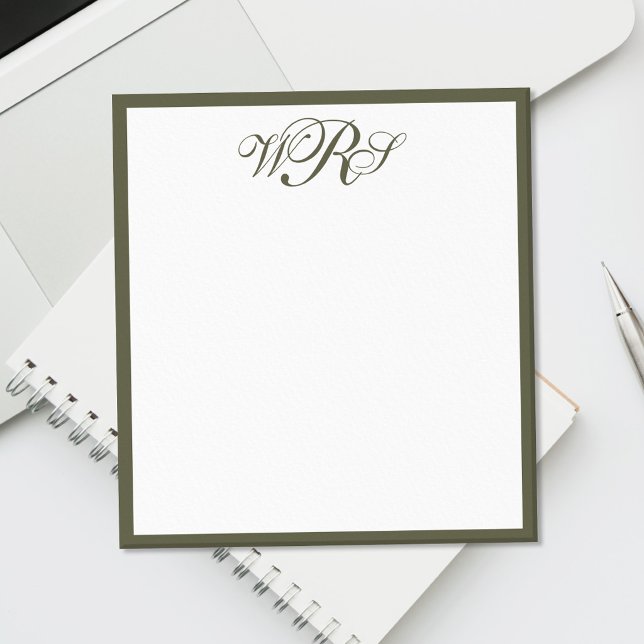 Bloc-note Monogramme vert olive classique (Créateur téléchargé)