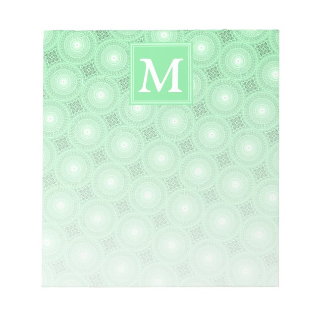 Bloc-note Monogramme vert ressort cercles motif (Devant)