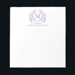 Bloc-note Monogramme Vintage classique de violet floral de c<br><div class="desc">Bloc-notes pour monogramme Vintage violet classique</div>