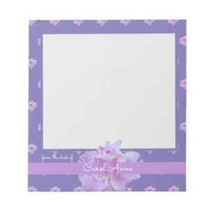 Bloc-note Monogramme violet rose de pivoine